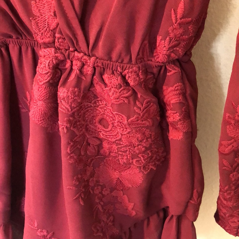 NWT showpo no filter play suit in wine lace rare romper sheer long sleeve small - Picture 9 of 16